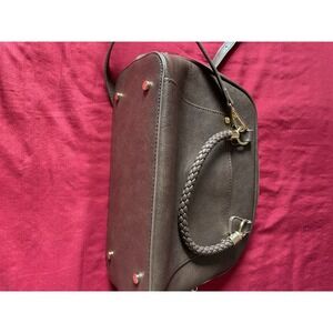 Madison West Dome Satchel Braided Handle Leopard Print Lining W/Shoulder Strap